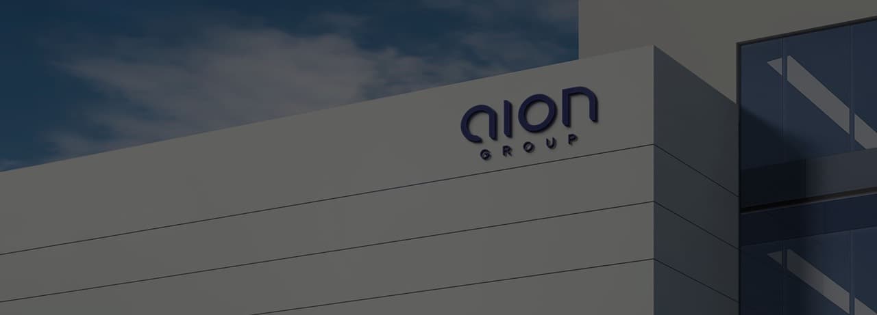 La sede di AION Group con il logo del gruppo sulla facciata